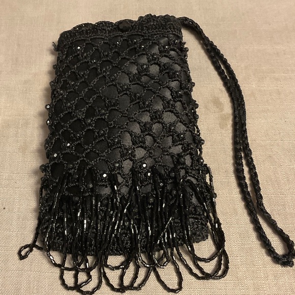 Chic Black Beaded Wristlet Clutch - Picture 1 of 3